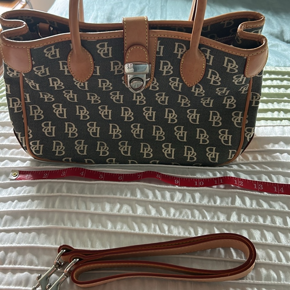 Dooney & Bourke Black and Tan Monogram Satchel - Picture 7 of 8